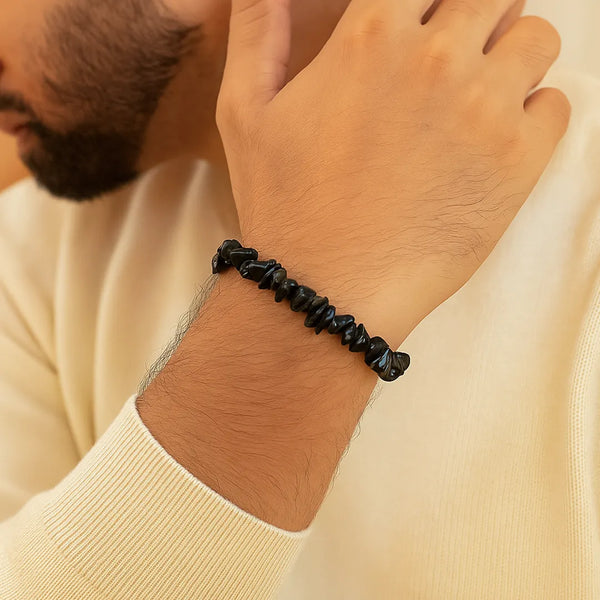 Black Tourmaline Uncut Bracelet (Protect from Psychic attacks & Negative Energy)