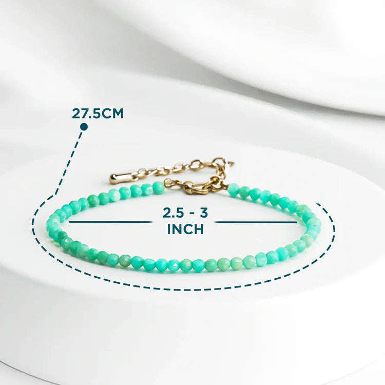 Amazonite Diamond Cut Anklet: Enhances Love, Calms Your Mind, Beautifies Skin