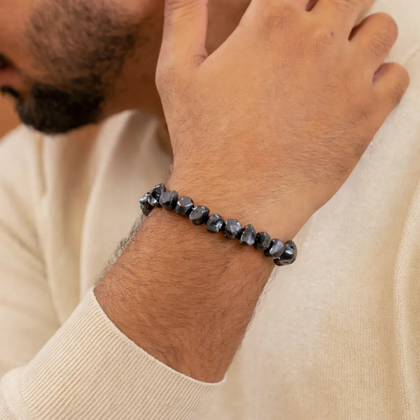 Hematite Uncut Crystal Bracelet: Stone Of Mind & Protect from Psychic Attack