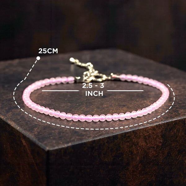 Rose Quartz Diamond Cut Anklet: Improve Love, Relationship & Emotional Connection