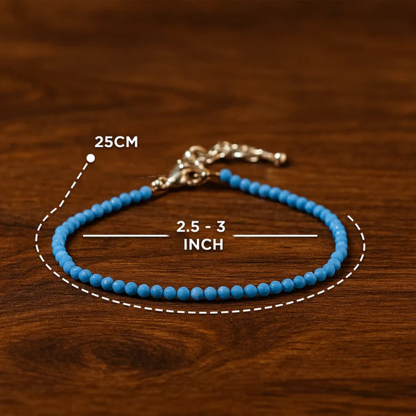 Turquoise Diamond Cut Anklet: Strengthens Communication & Confidence
