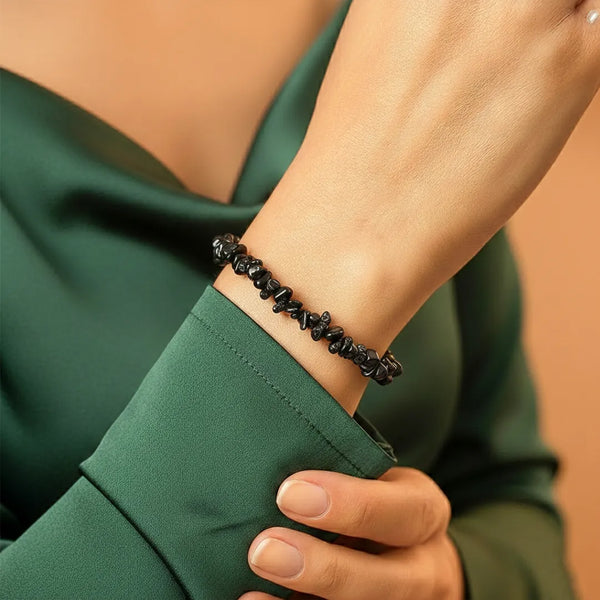 Black Tourmaline Uncut Bracelet (Protect from Psychic attacks & Negative Energy)