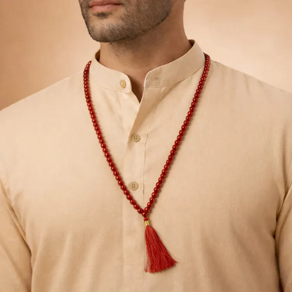 Red Carnelian Crystal Mala – Confidence, Energy & Courage Mala