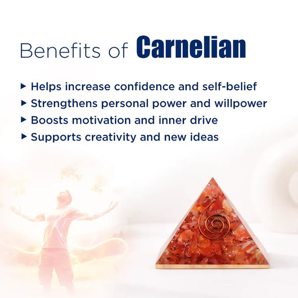 Carnelian Pyramid – Confidence, Motivation & Energy Boost Crystal Pyramid