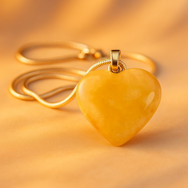 Yellow Agate Heart Pendant