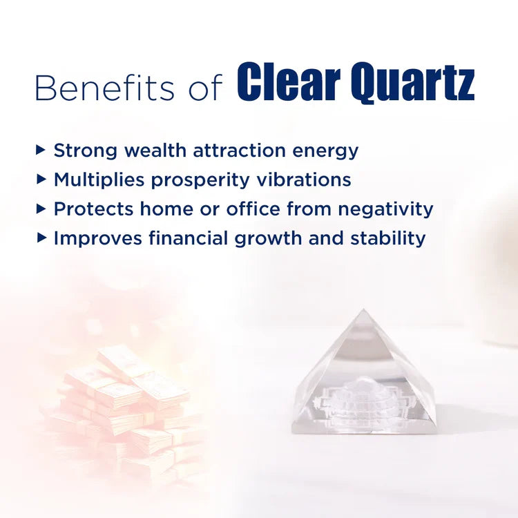Clear Quartz Shree Yantra Pyramid – Wealth, Prosperity & Energy Amplifier