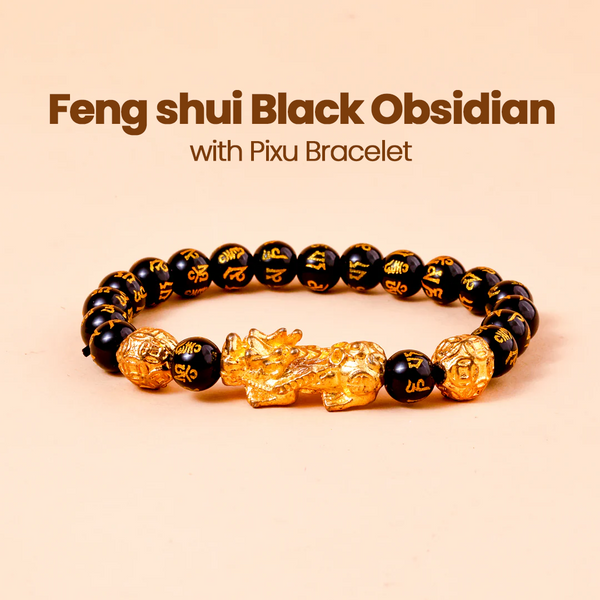 Feng shui Black Obsidian with Pixu Bracelet: Finance & Wealth Enhancer