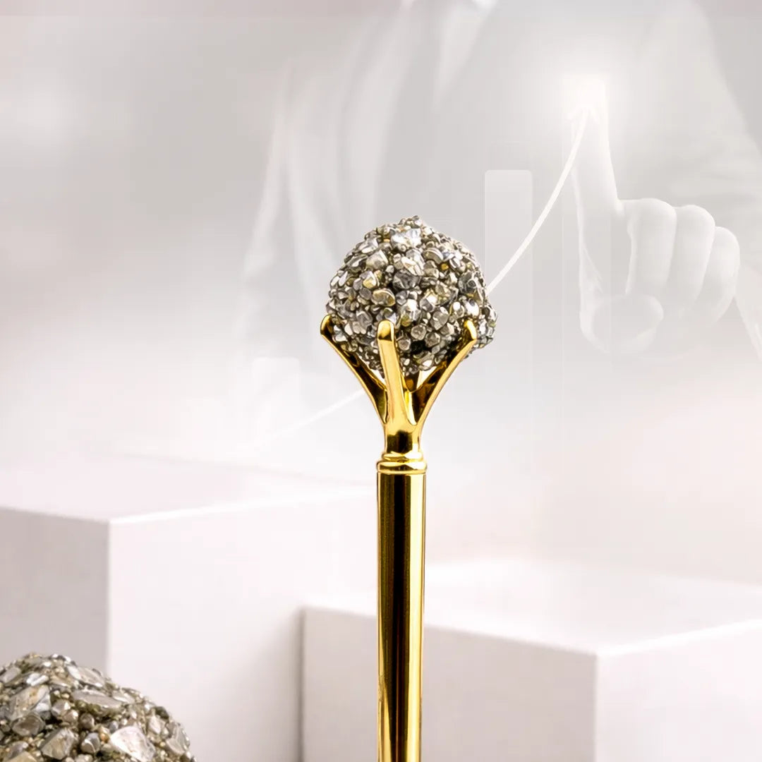 Pyrite Gold Pen – Abhimantrit for Success, Luxury & Confidence