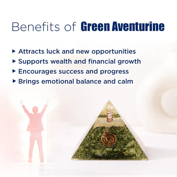 Green Aventurine Crystal Pyramid – Luck, Growth & Success Energy Pyramid