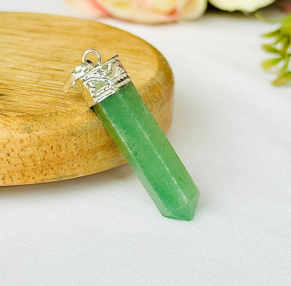 Green Aventurine Pencil Pendant: Promotes Wealth Attraction & Money Growth