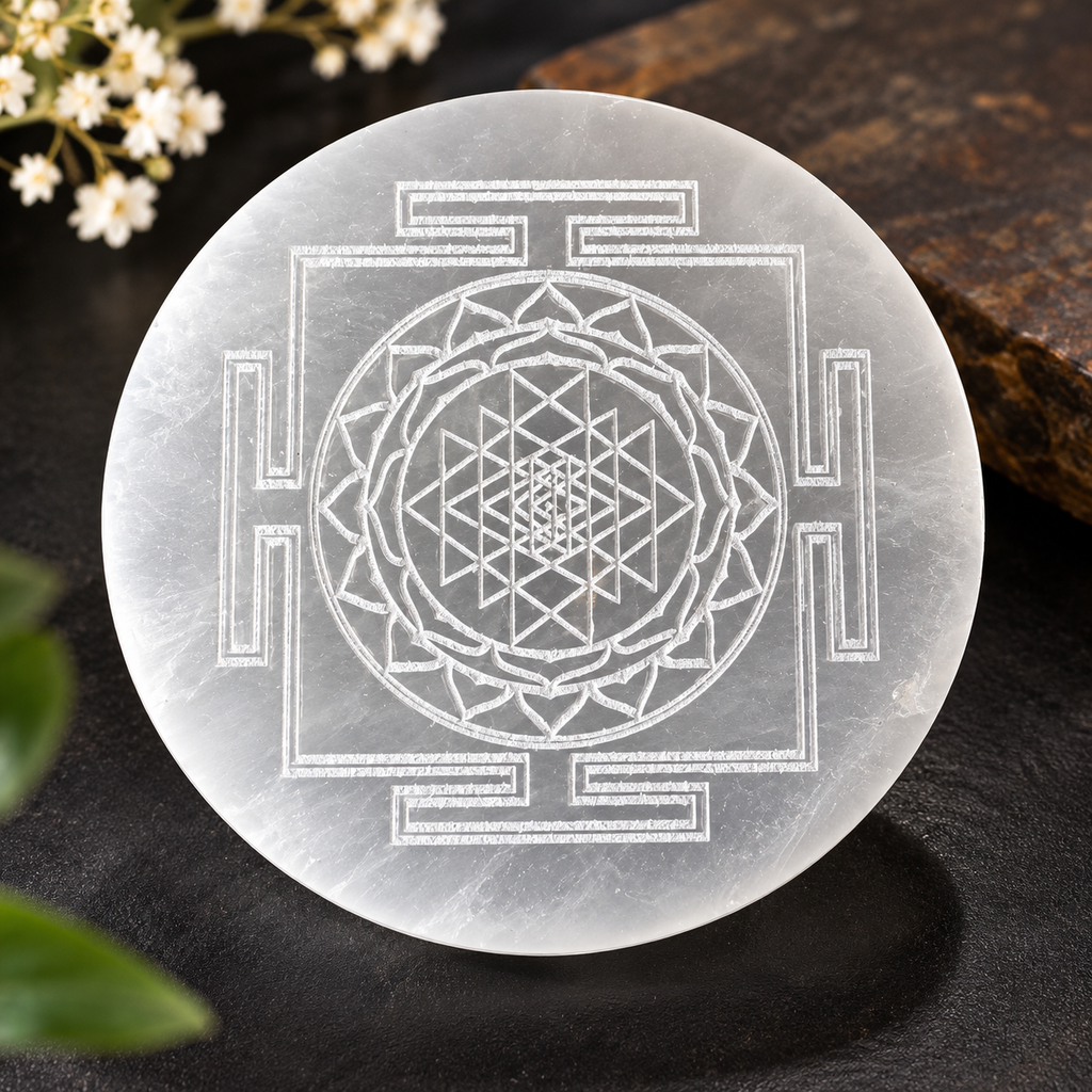 Selenite Shreeyantra Charging Plate