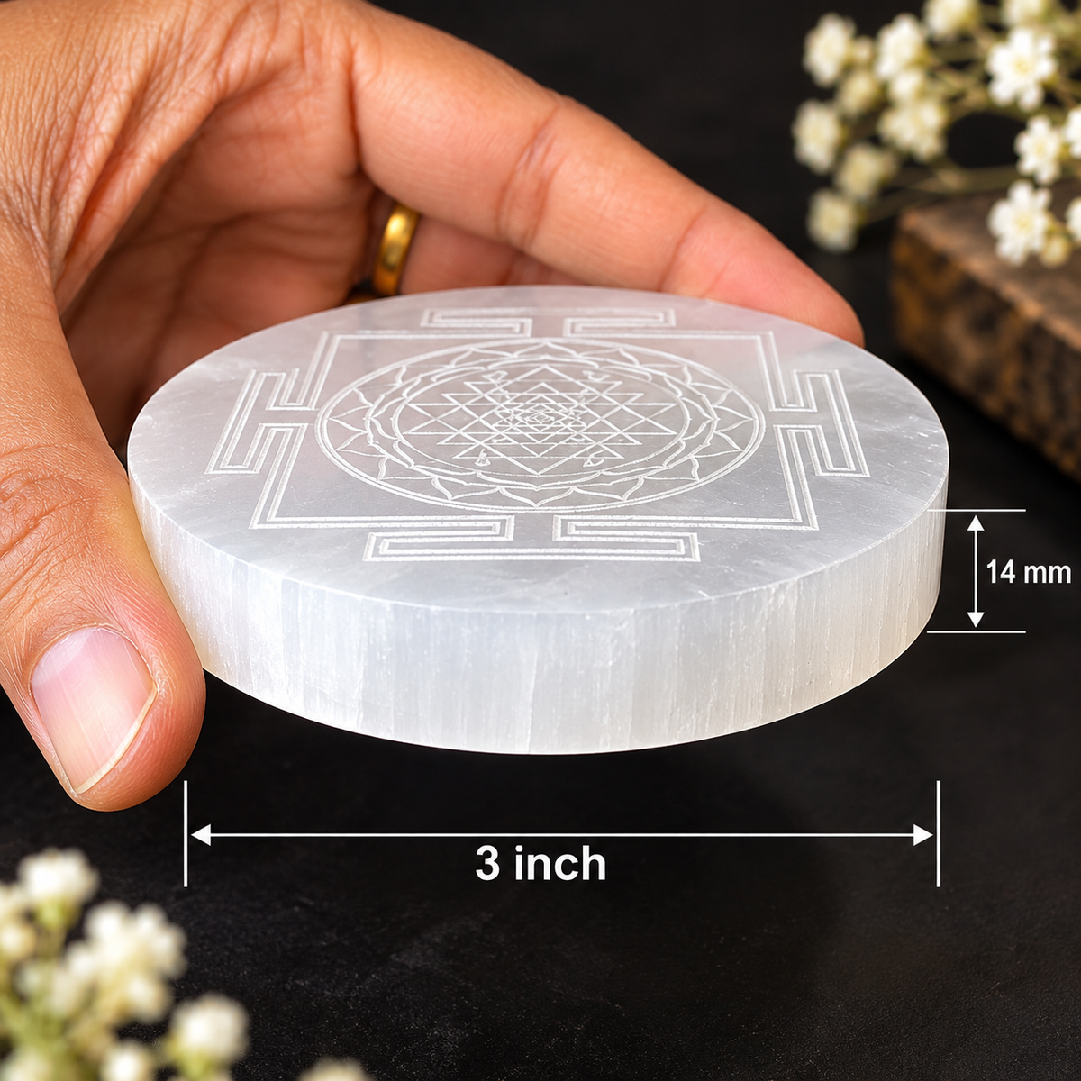 Selenite Shreeyantra Charging Plate