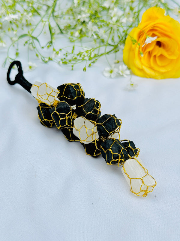 Black & White Selenite Wall Hanging
