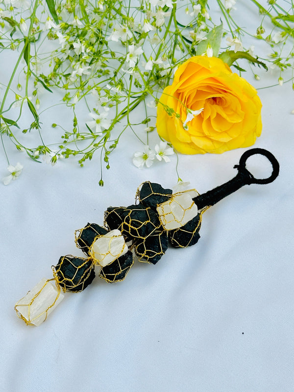 Black & White Selenite Wall Hanging
