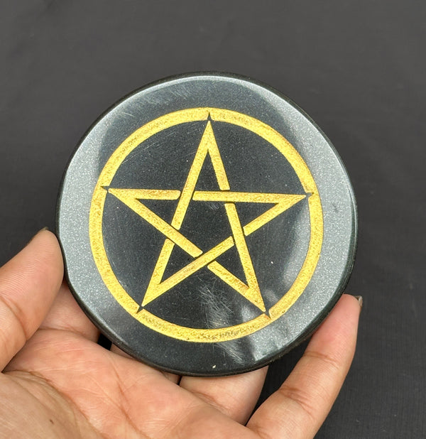 Black Star Selenite Plate – Perfect for Crystal Charging & Cleansing