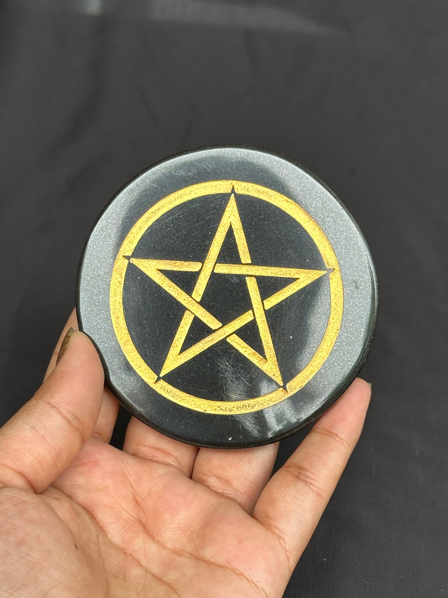 Black Star Selenite Plate – Perfect for Crystal Charging & Cleansing