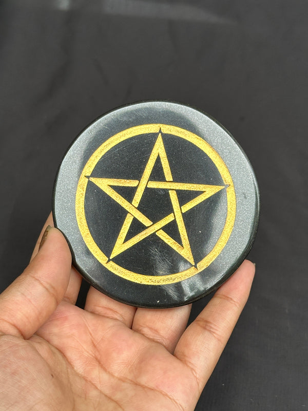 Black Star Selenite Plate – Perfect for Crystal Charging & Cleansing