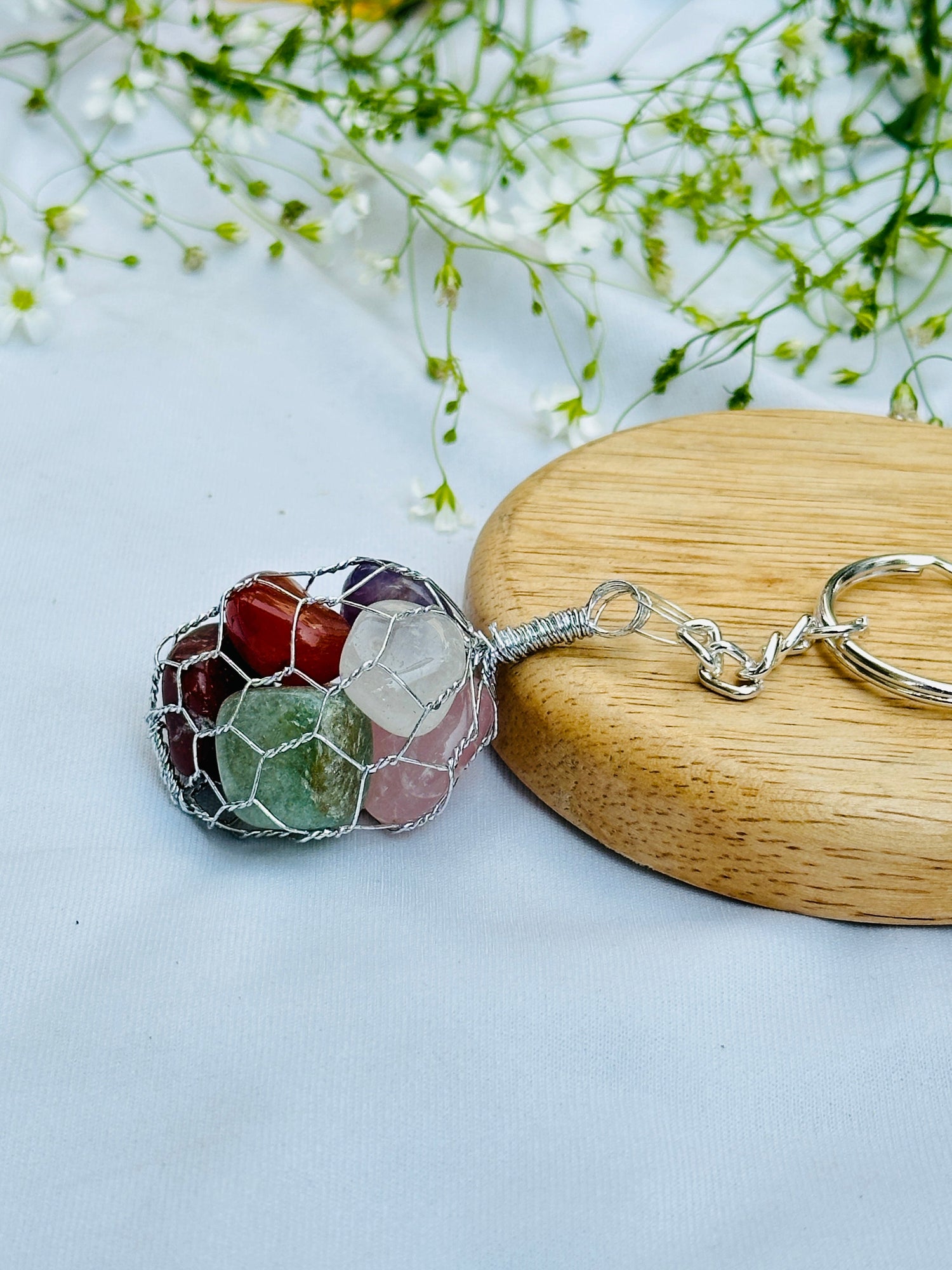 Seven Chakra Stones Key Chain - Abhimantrit