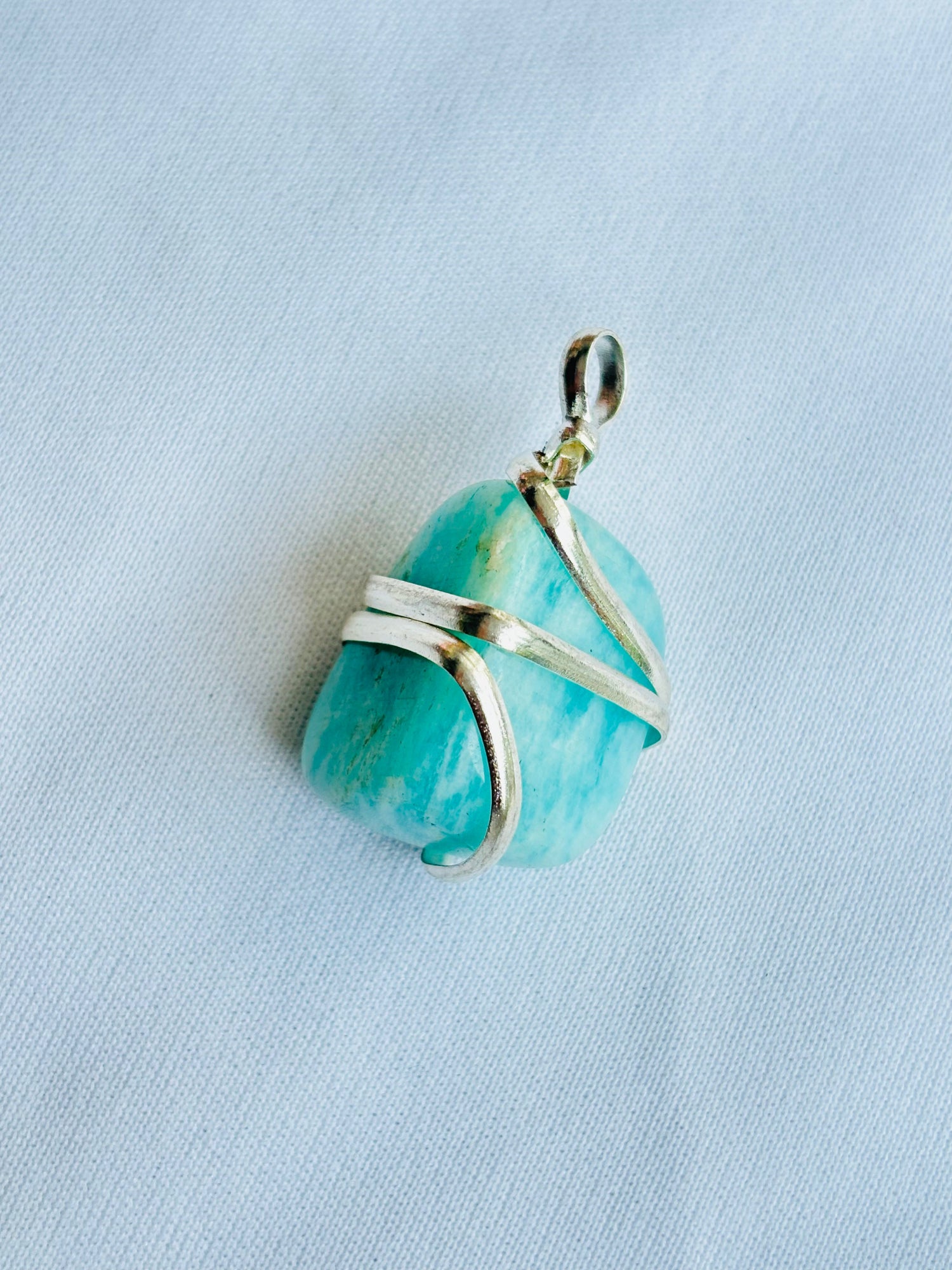 Reduces Mars Effects, Balances Root Chakra & Adds Stability: Amazonite Wrapping Pendant