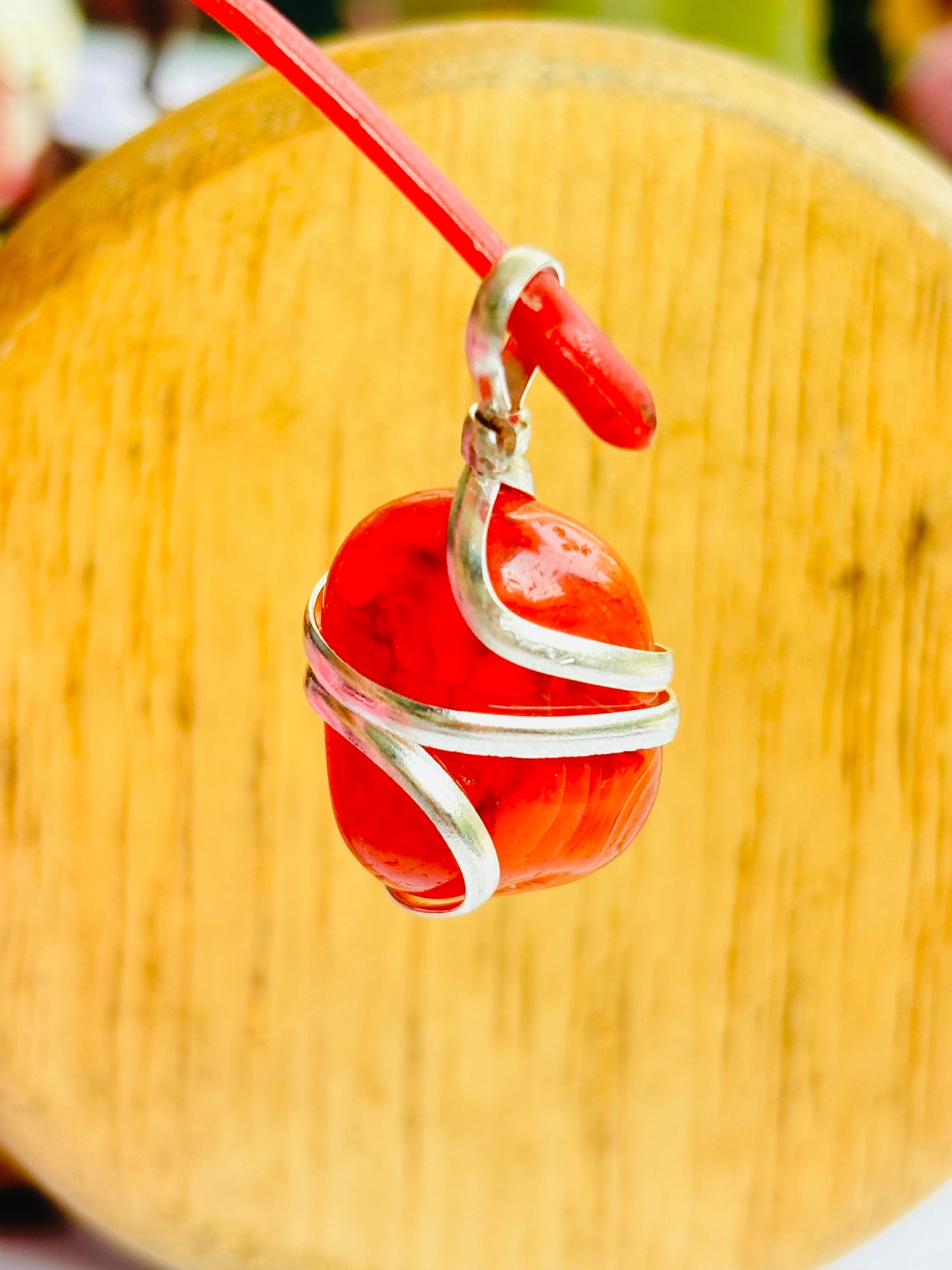 Helps Purify Blood, Lungs, Liver and Heart: Carnelian Wrapping Pendant