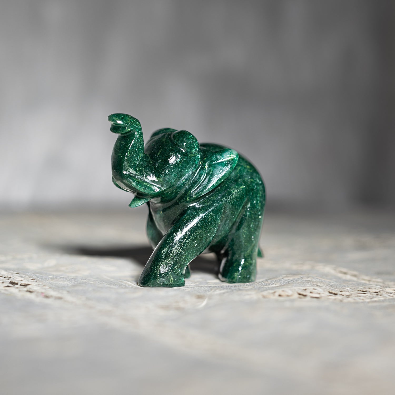 Green Jade Crystal Elephant