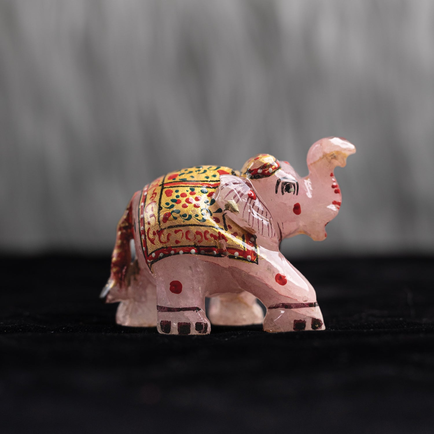Rose Quartz Crystal Painted Elephant
