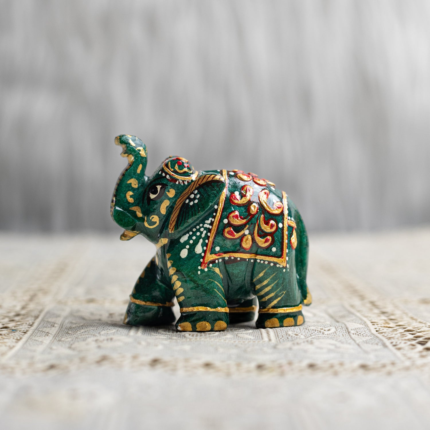 Green Jade Crystal Painted Elephant