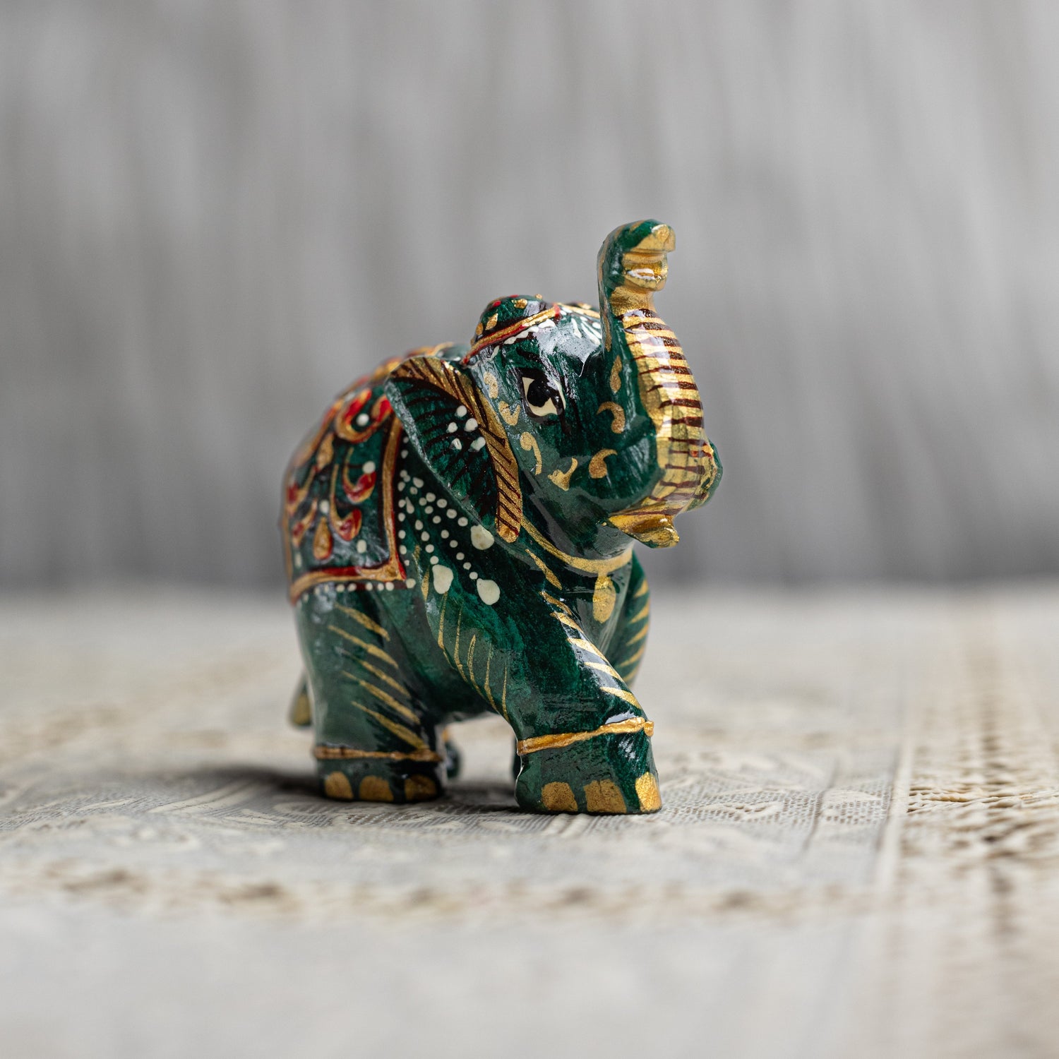 Green Jade Crystal Painted Elephant