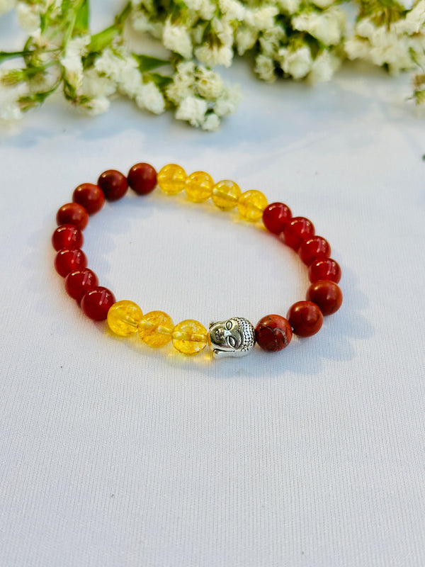 Healthy Heart Balance Bracelet (Red Carnelian, Yellow Citrine and Red Jasper)