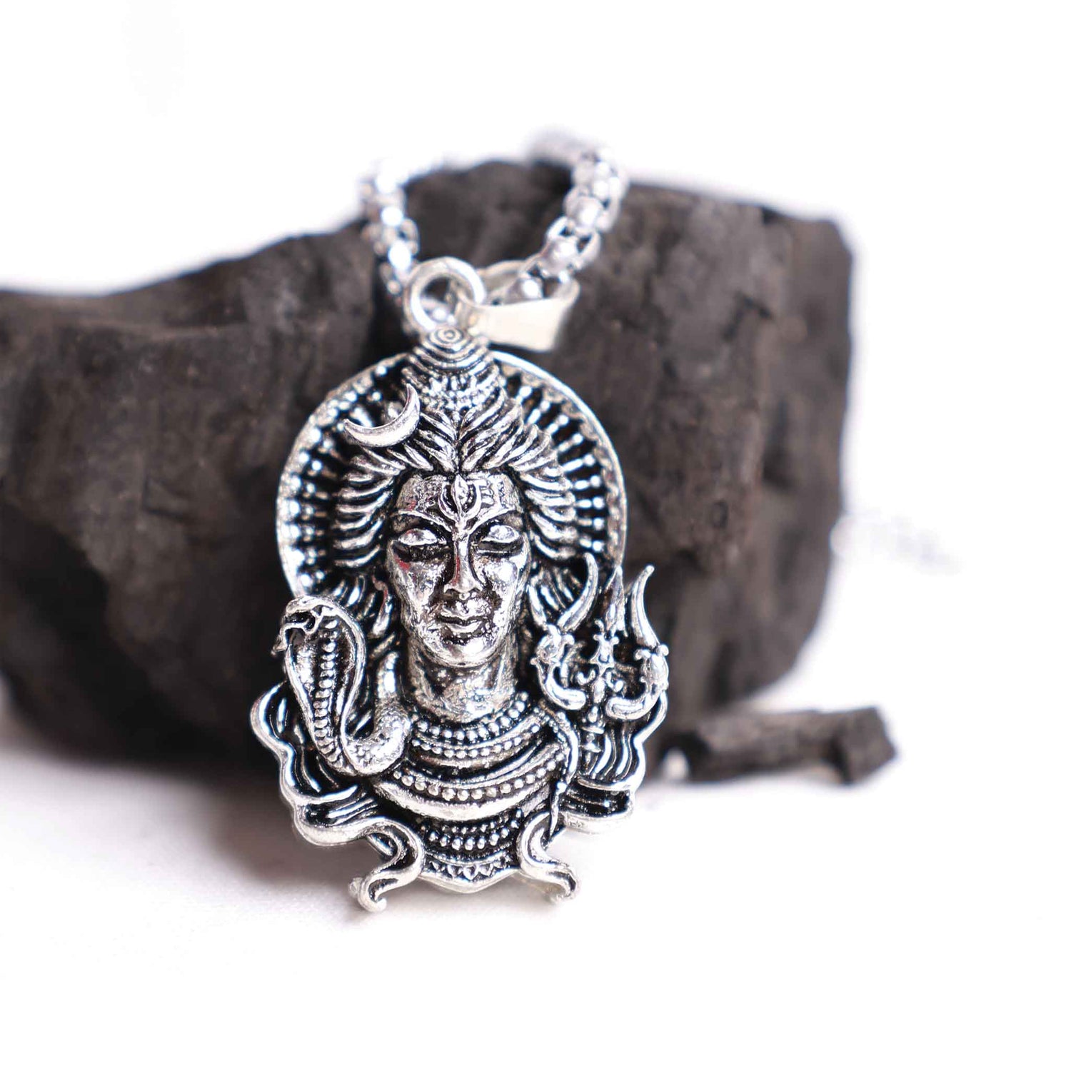 Shiv with Left Snake & Right Trishul Pendant