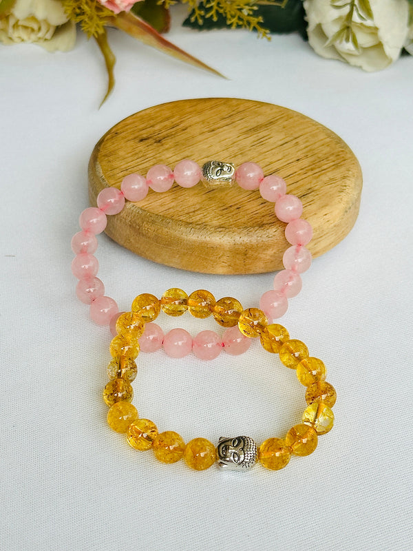 Pyaar Bhi Paisa Bhi: Rose Quartz & Yellow Citrine Bracelet
