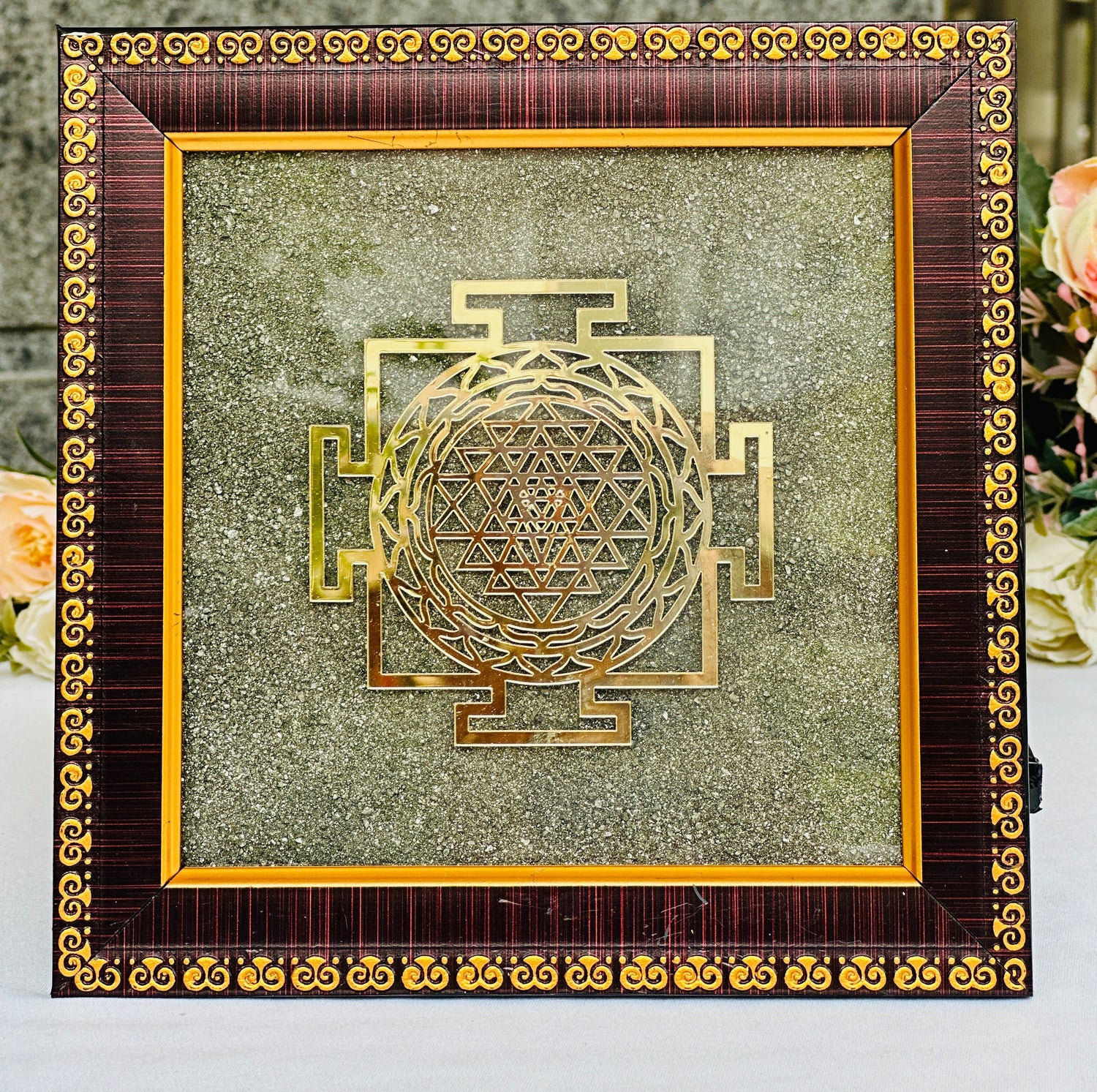 Pyrite Shri Yantra Plate