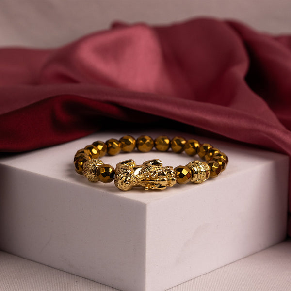 Golden Pyrite with Pixiu Bracelet for Wealth, Protection & Success