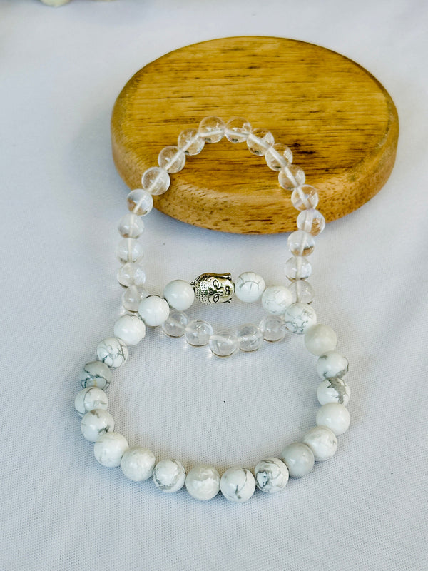 Chain ki Nind: Howlite & Clear Quartz Bracelet