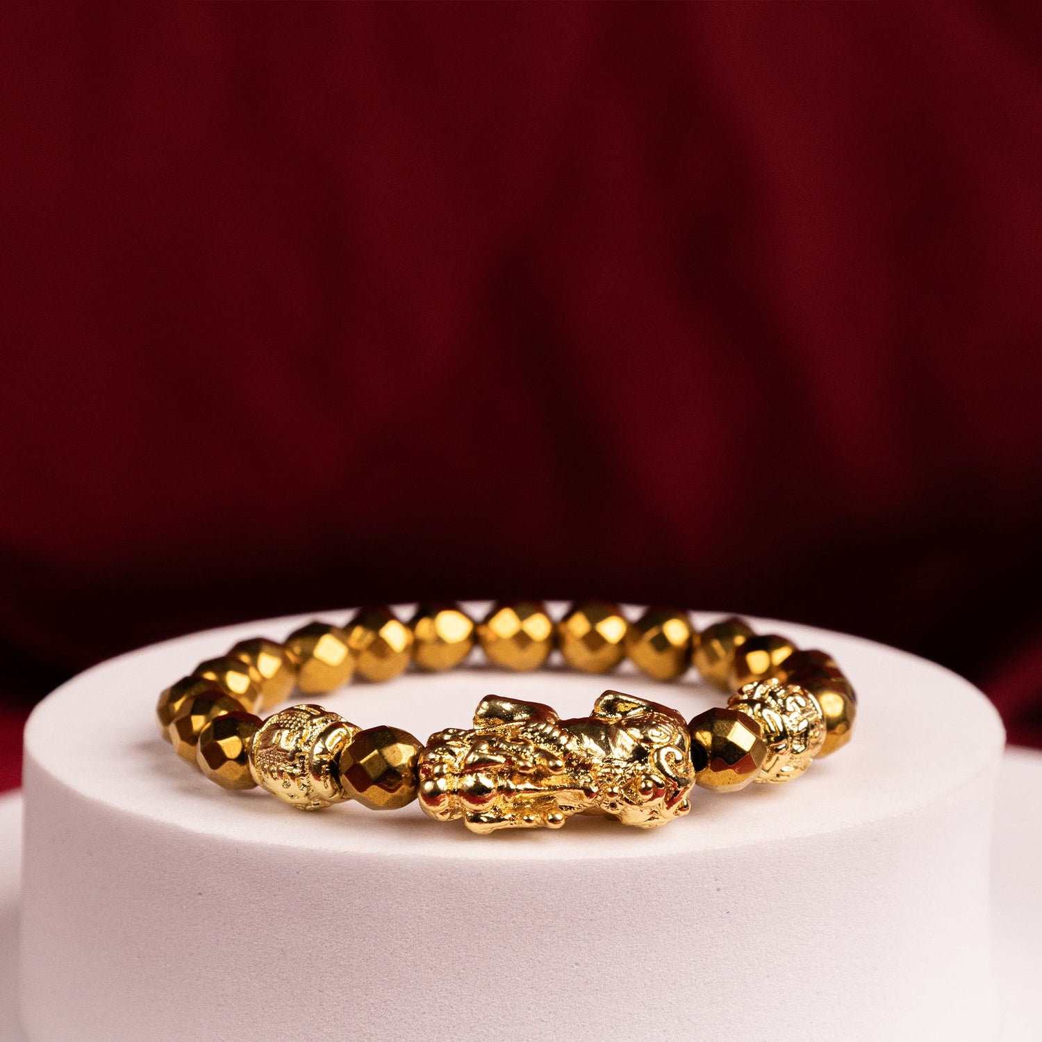 Golden Pyrite with Pixiu Bracelet for Wealth, Protection & Success