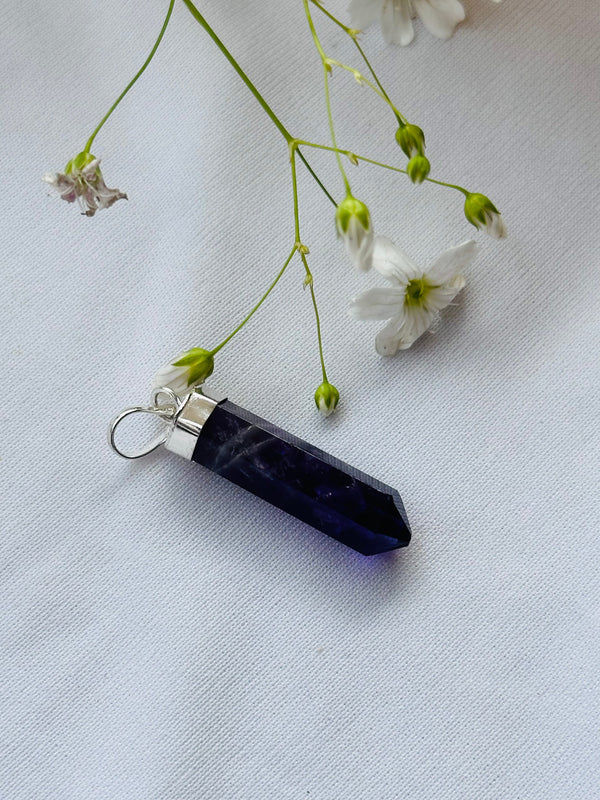 Attract Luck, Enhance Intuition, Improve Health & Skin: Amethyst Pencil Pendant