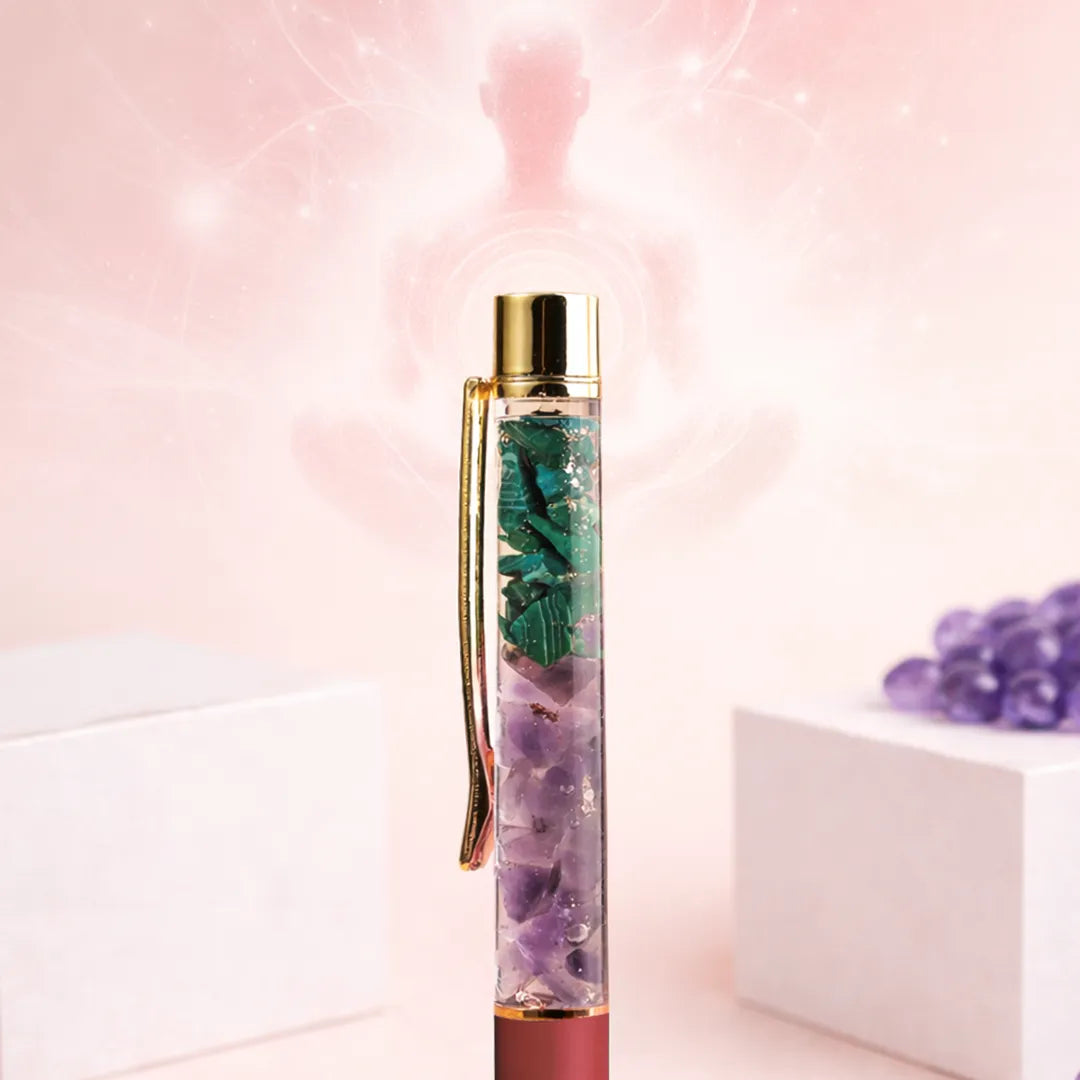 Malachite Amethyst Crystal Pen – Abhimantrit for Energy & Protection
