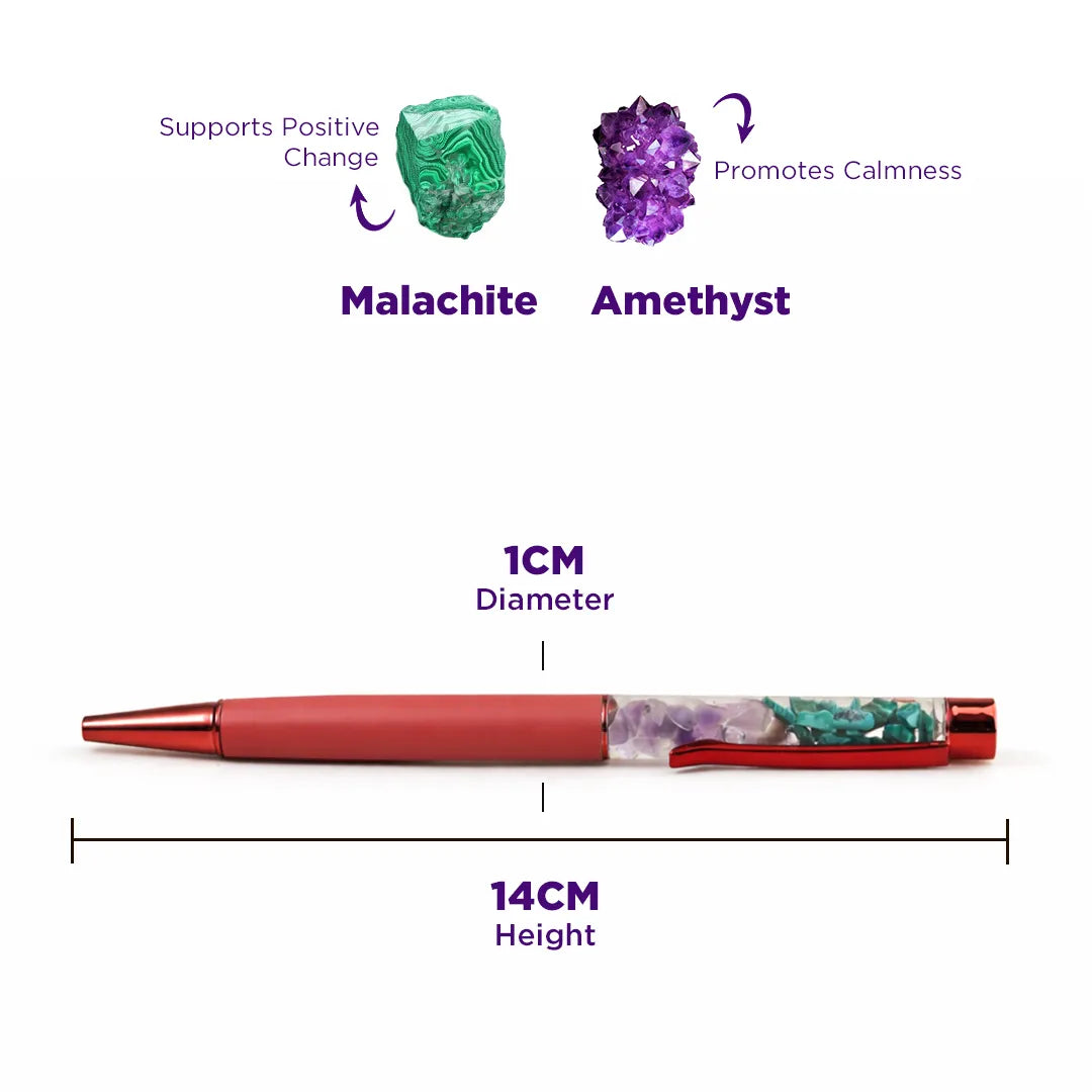 Malachite Amethyst Crystal Pen – Abhimantrit for Energy & Protection