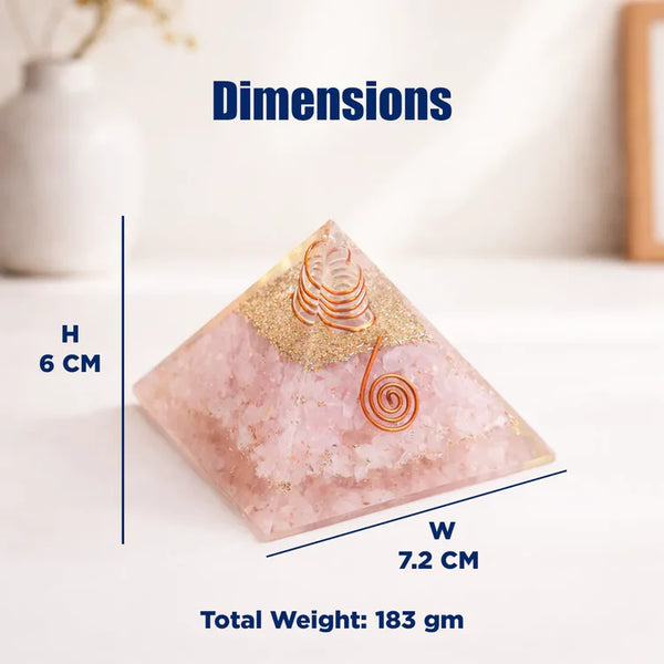 Rose Quartz Pyramid with Shri Yantra – Love, Harmony & Relationship Energy
