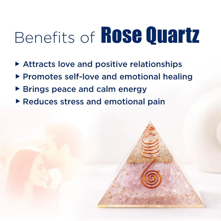 Rose Quartz Pyramid with Shri Yantra – Love, Harmony & Relationship Energy