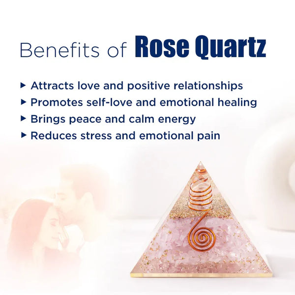 Rose Quartz Pyramid with Shri Yantra – Love, Harmony & Relationship Energy