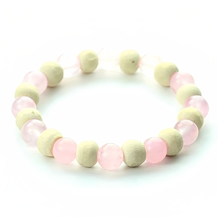 Rose Quartz with Tulsi Bracelet (Abhimantrit) for Love & Peace