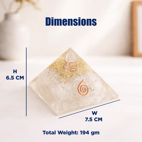 Selenite Pyramid with Shree Yantra – Energy Cleansing & Spiritual Clarity