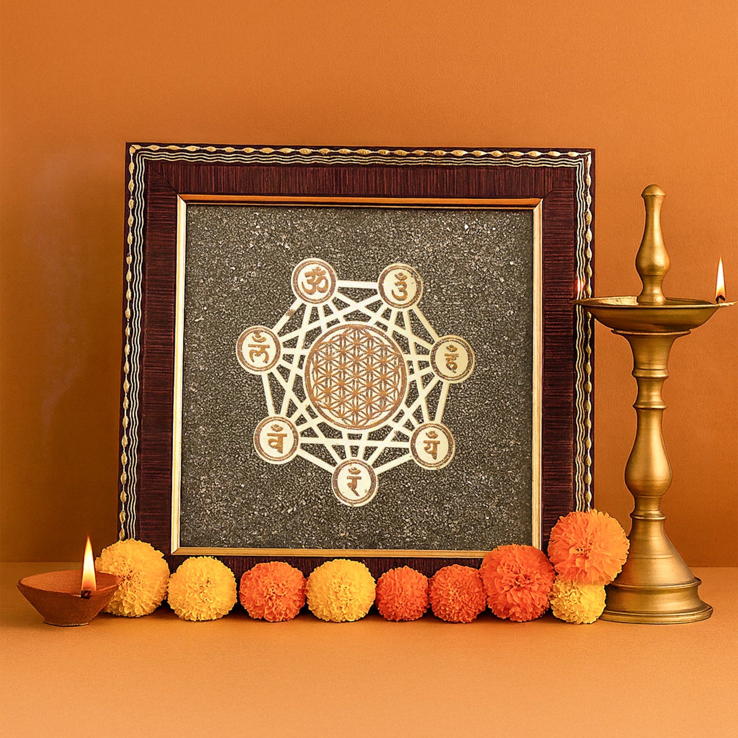 Shree Chakra Raw Pyrite Frame