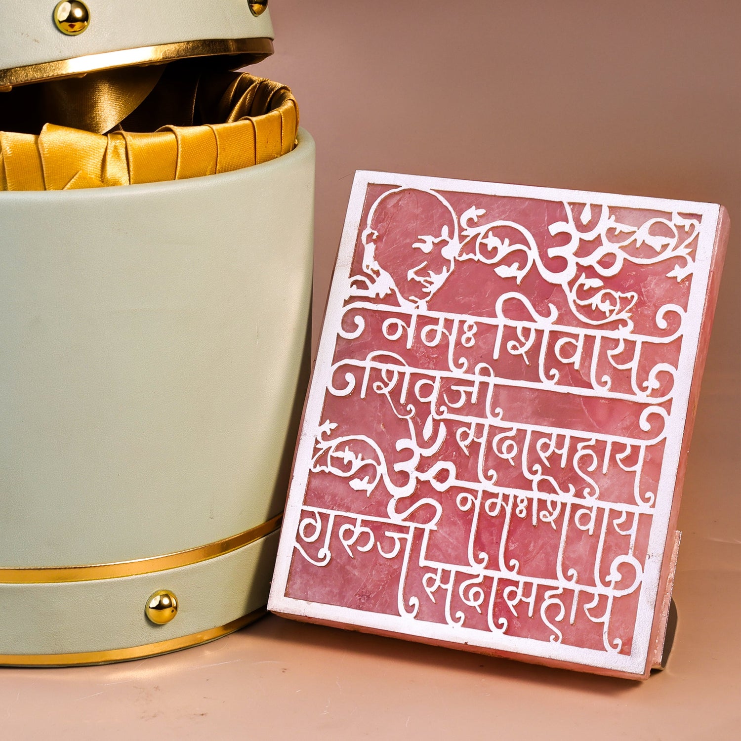 Guru ji Mantra Rose Quartz Tealight Candle - Spiritual Decor  & Religious gift