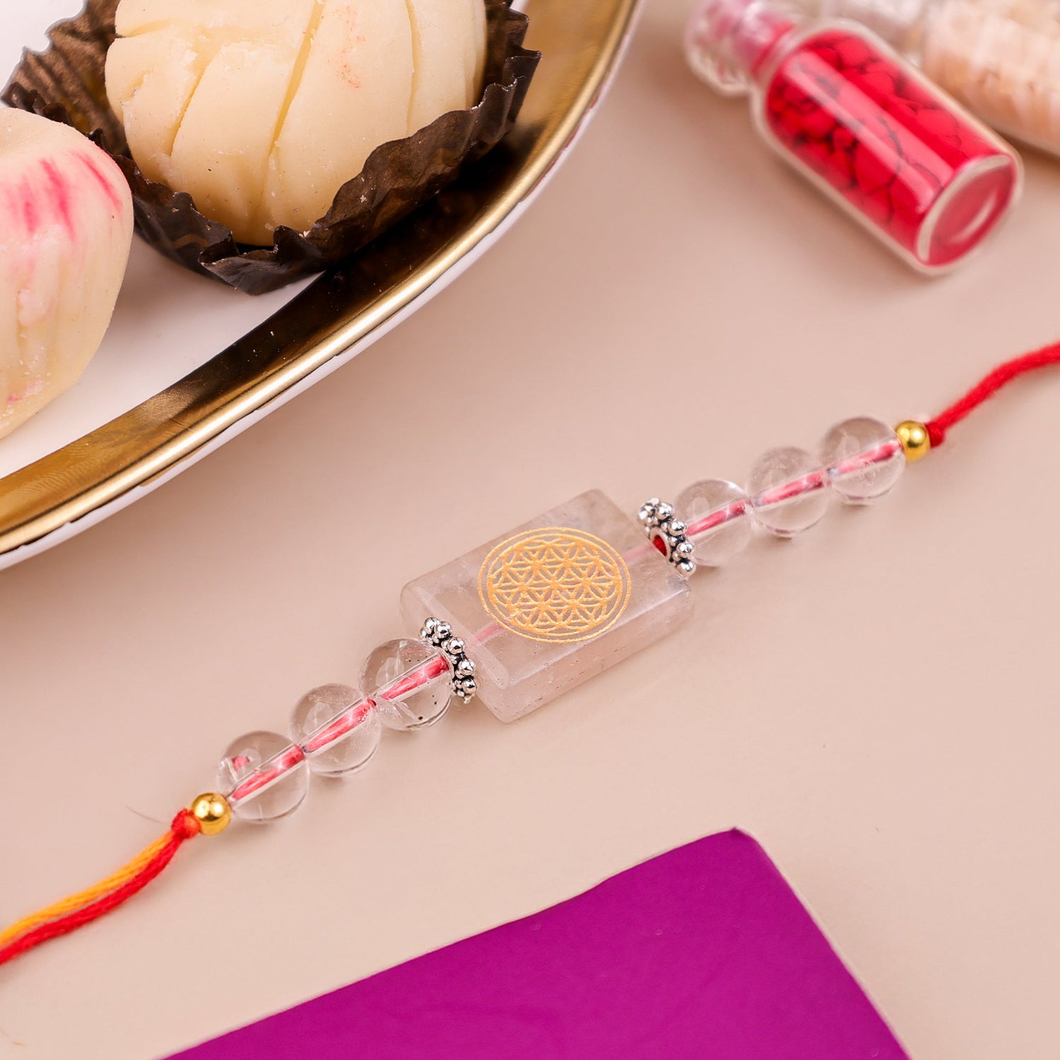 Clear Quartz Flower of Life Rakhi – Abhimantrit