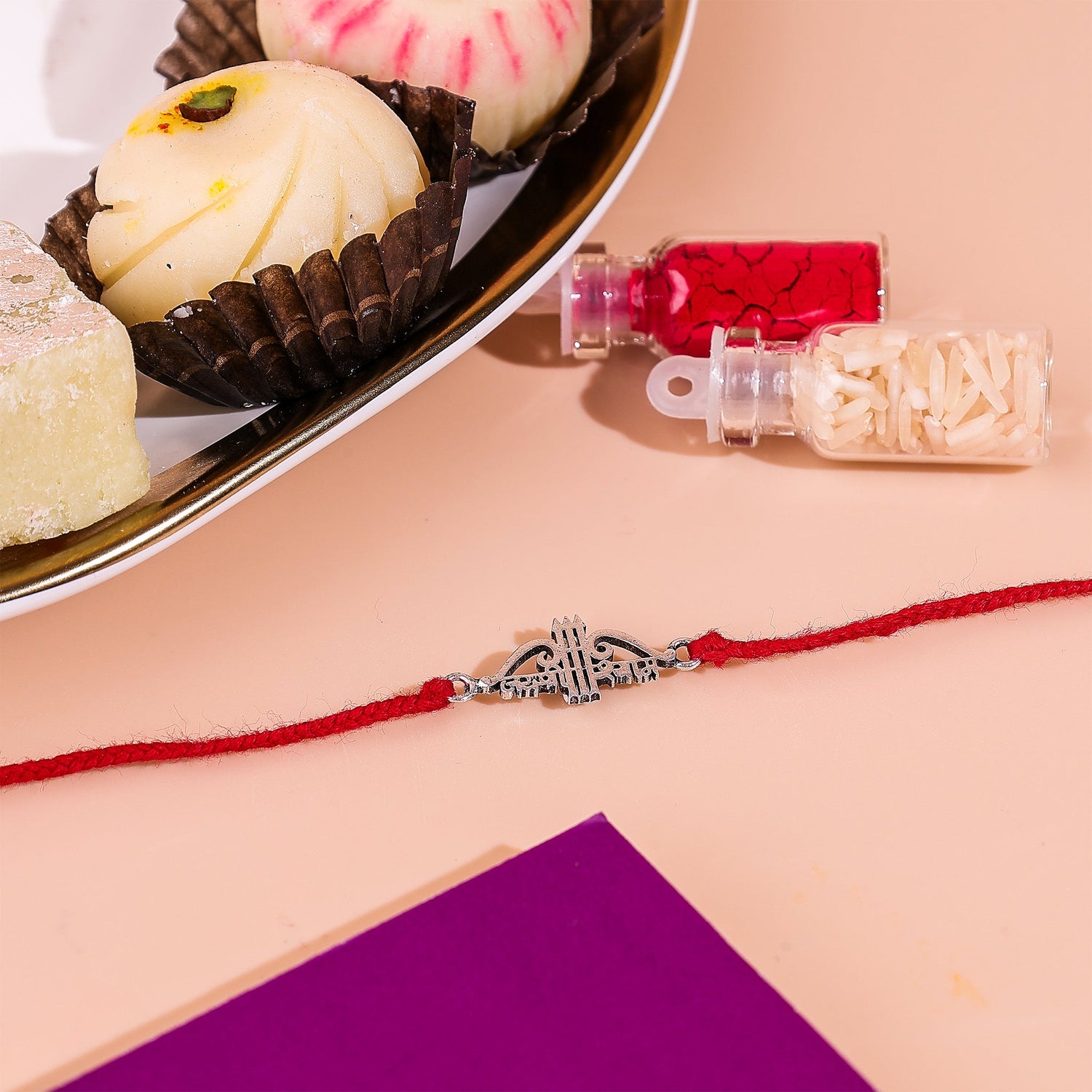 92.5 Pure Silver Jai Shree Shyam Thread Rakhi