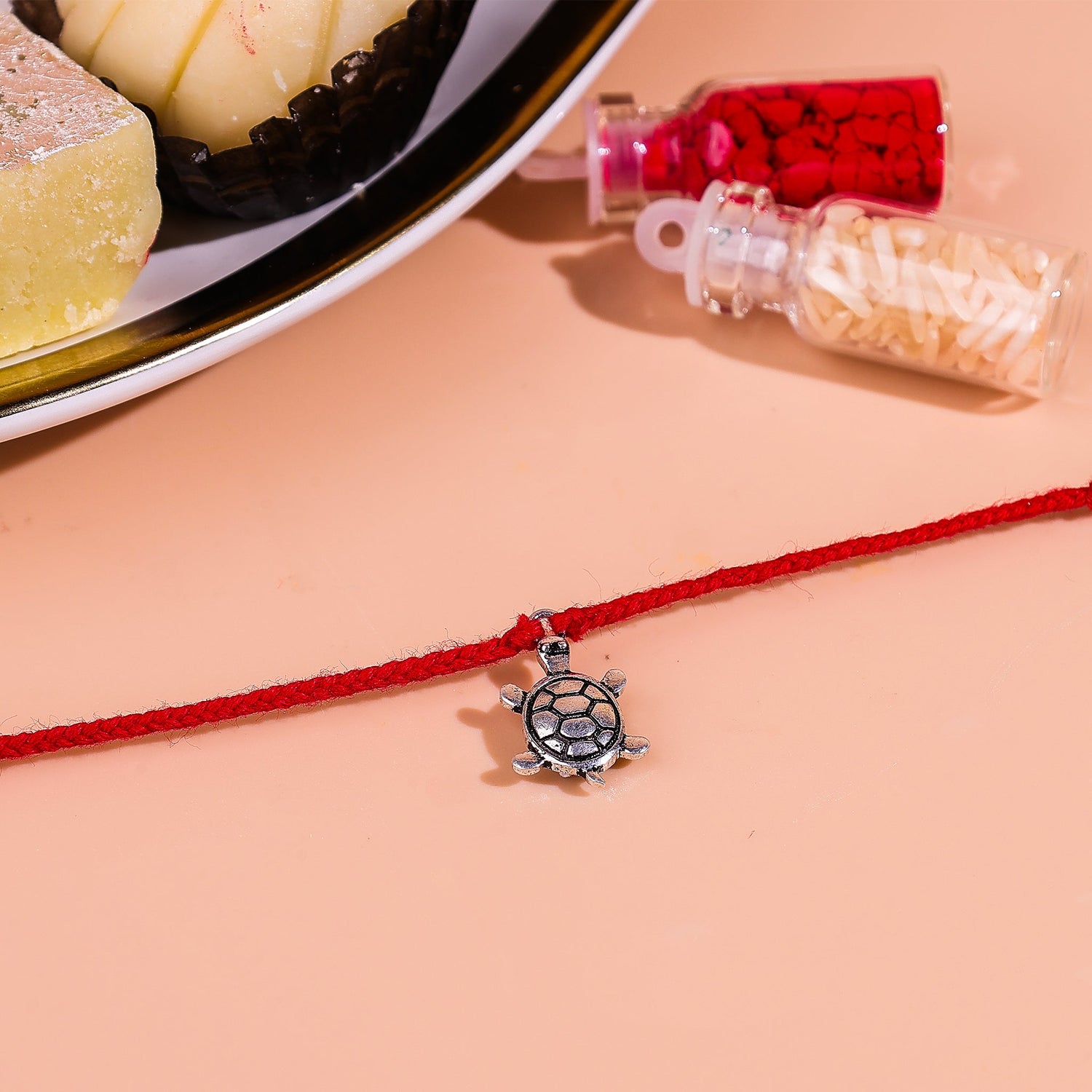92.5 Pure Silver Turtle Thread Rakhi