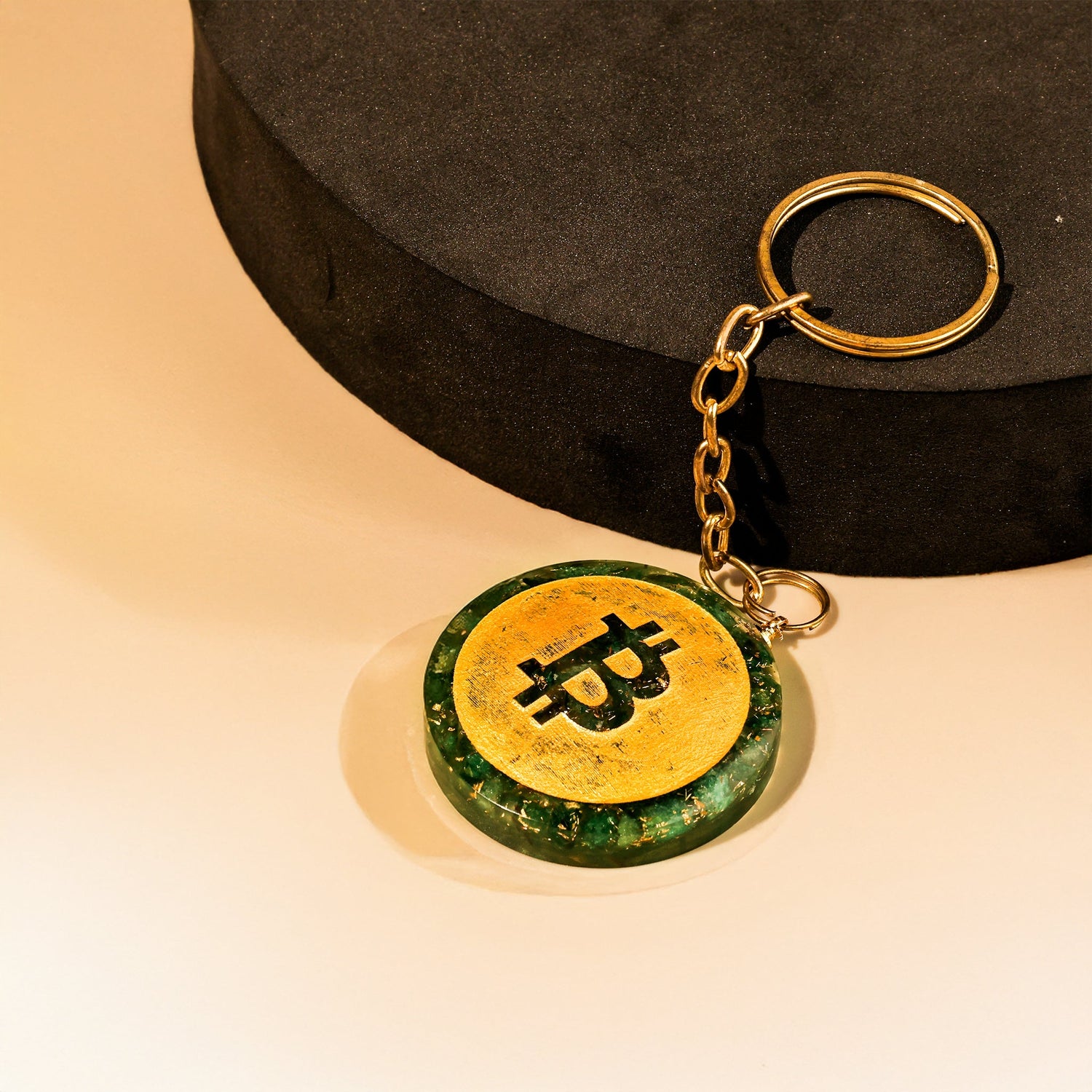 Bitcoin Green Jade Keychain