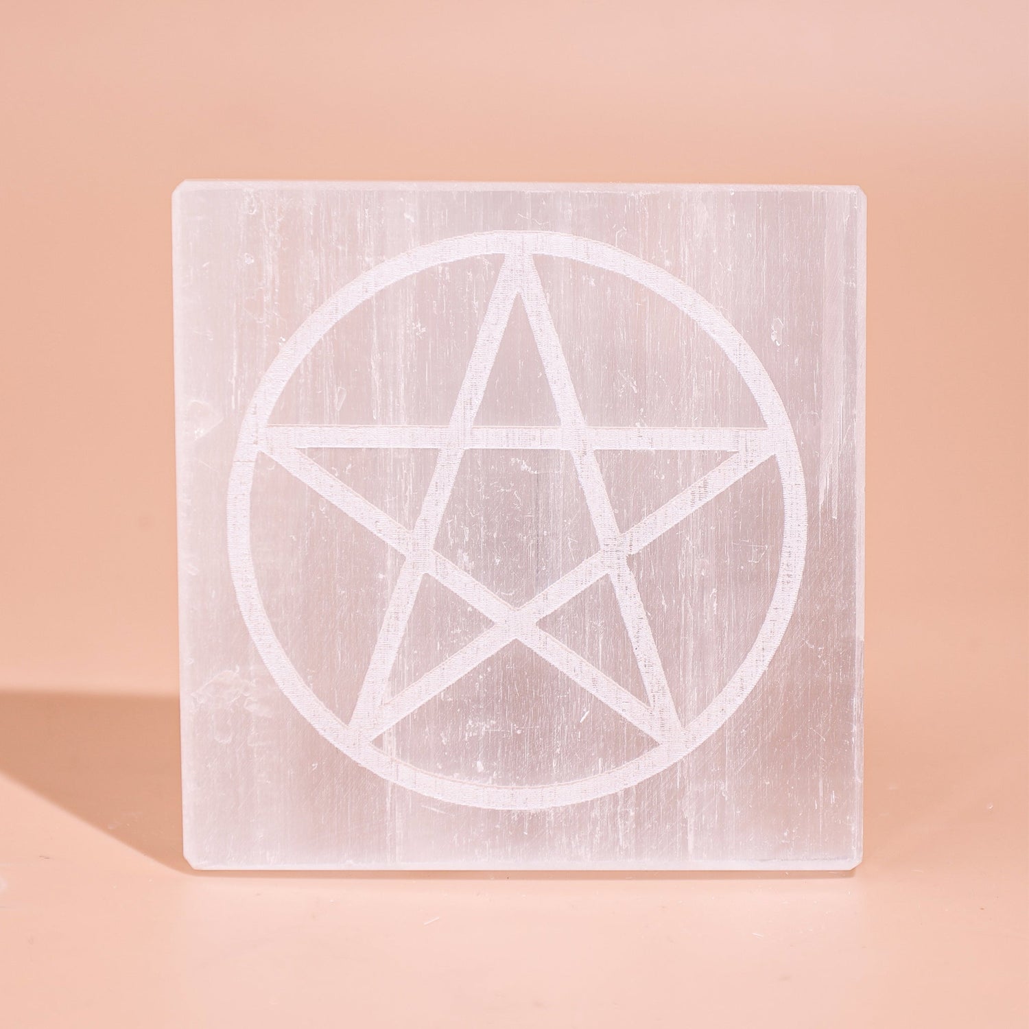 Pentacle Selenite Plate Square - Abhimantrit